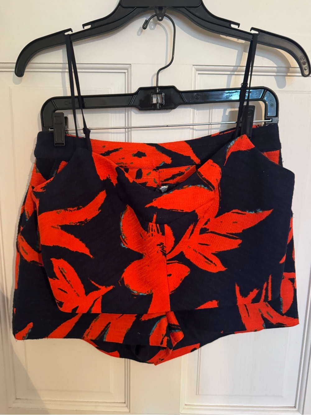 Women's Navy and Bright Orange Floral set, shorts and top